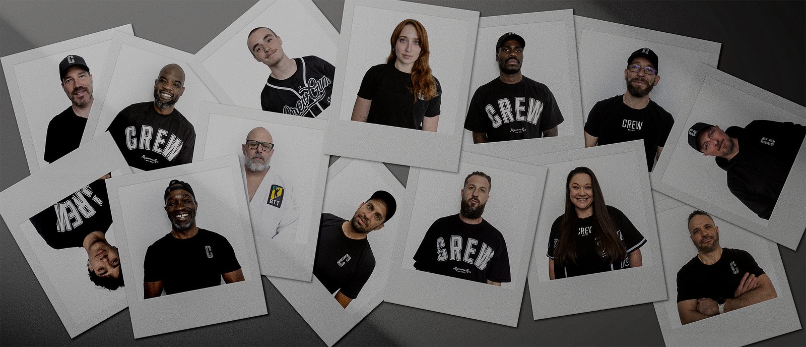 Mosaïque de portraits de l'équipe du Crew Gym